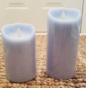 Luminara flameless candles.  Light blue.